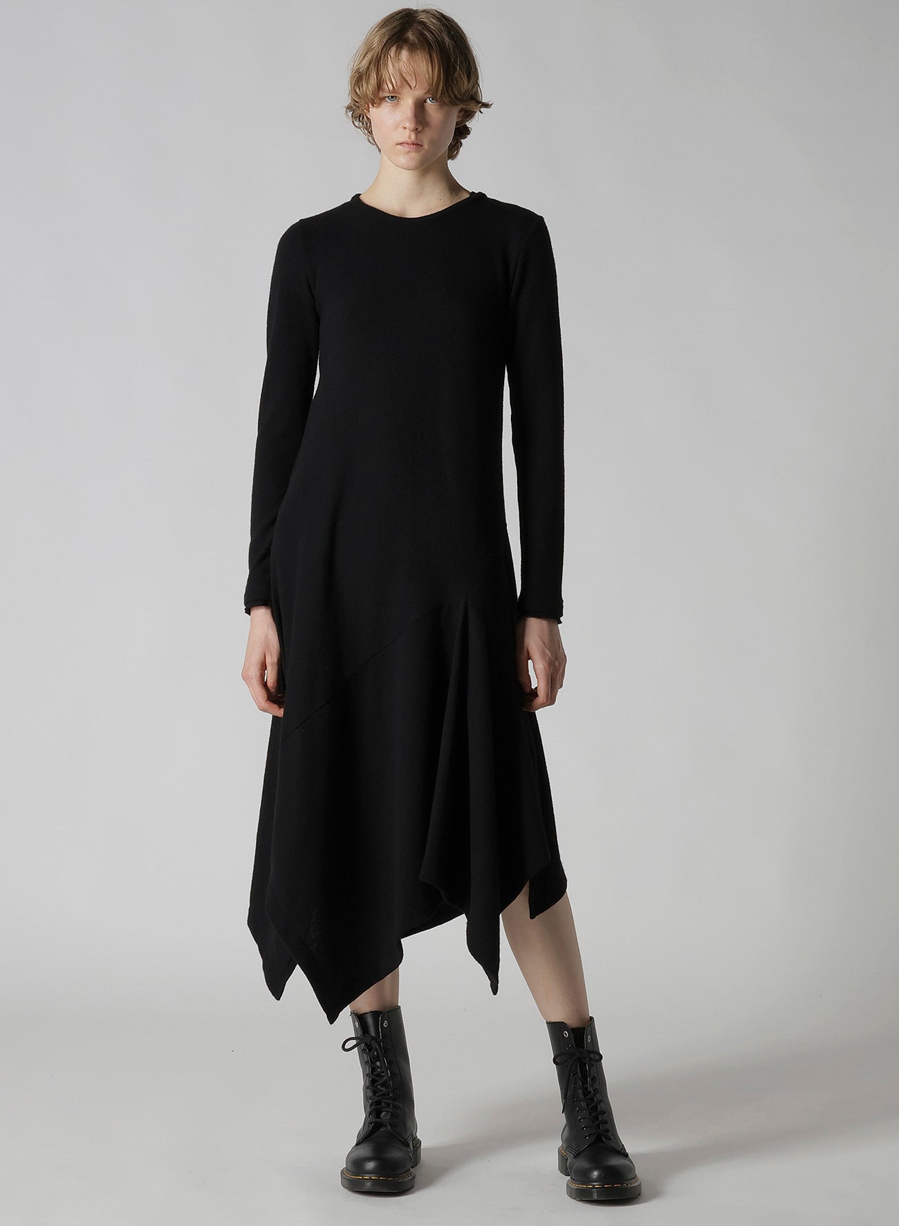 W/NY JERSEY ROUND NECK FLARE DRESS