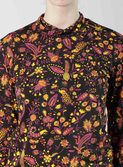 FLOWER PRINT PE JERSEY HIGH NECK T
