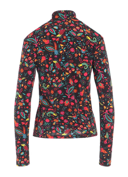 FLOWER PRINT PE JERSEY HIGH NECK T