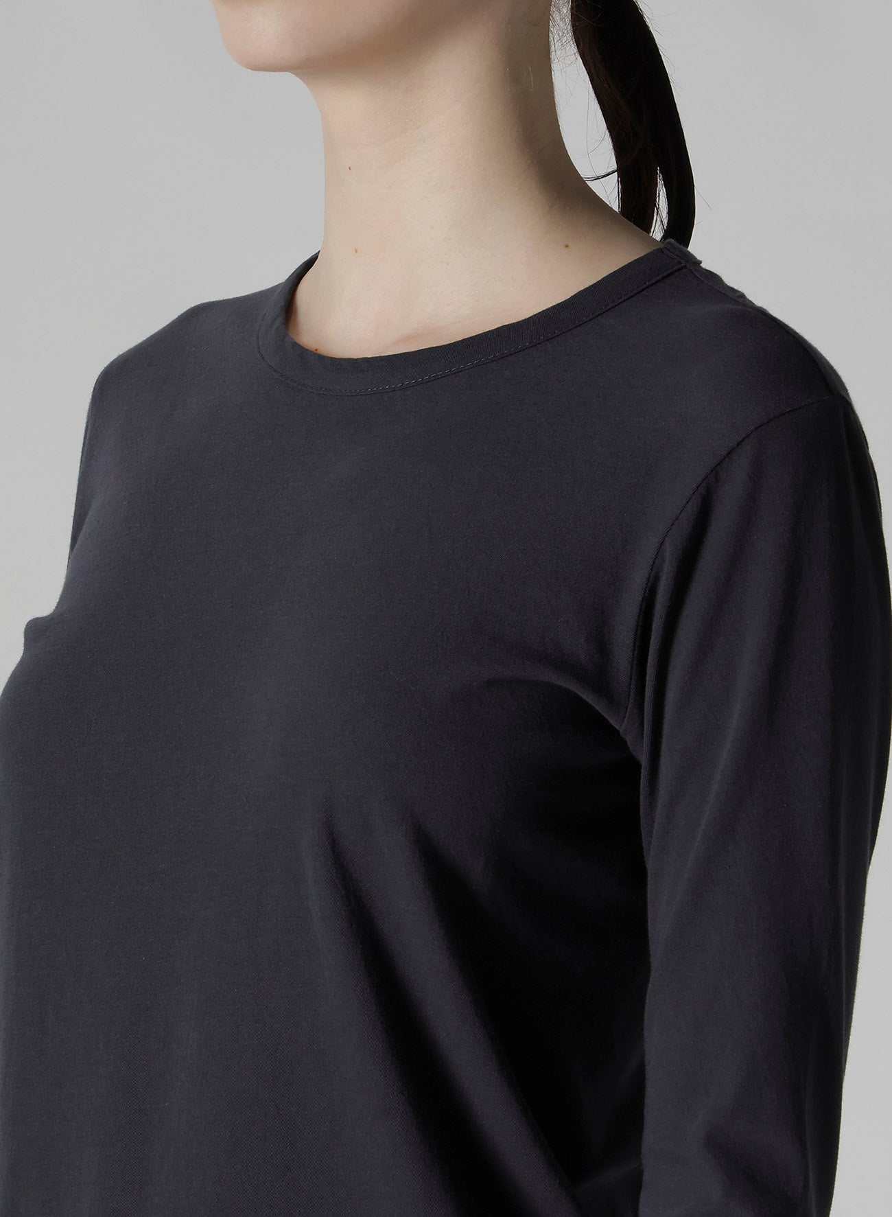 HARD-TWISTED JERSEY ROUND NECK LONG SLEEVE T