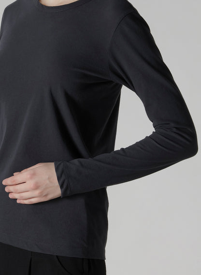 HARD-TWISTED JERSEY ROUND NECK LONG SLEEVE T