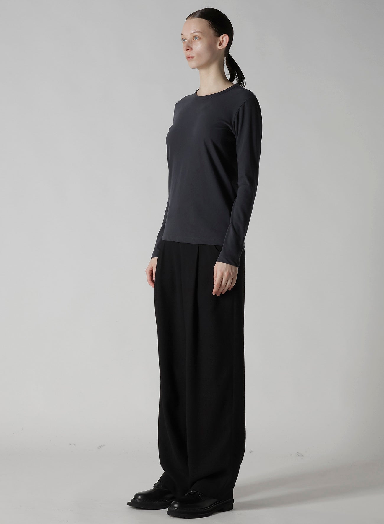 HARD-TWISTED JERSEY ROUND NECK LONG SLEEVE T