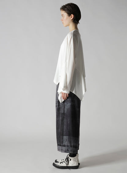 HARD-TWISTED JERSEY ASYMMETRIC ROUND NECK T
