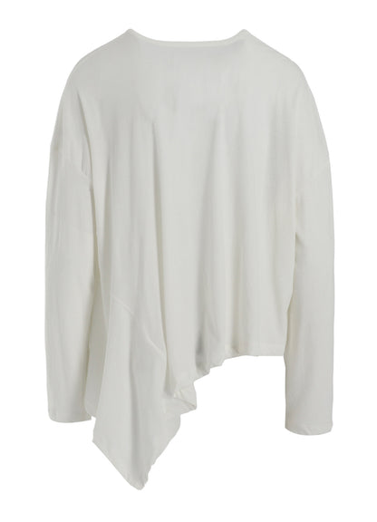 HARD-TWISTED JERSEY ASYMMETRIC ROUND NECK T