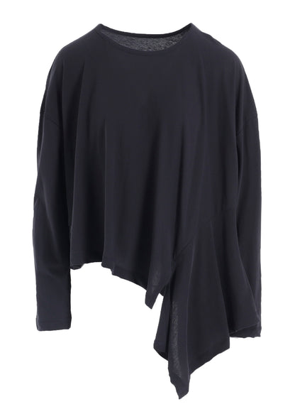 HARD-TWISTED JERSEY ASYMMETRIC ROUND NECK T