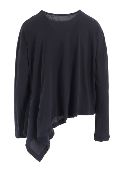 HARD-TWISTED JERSEY ASYMMETRIC ROUND NECK T