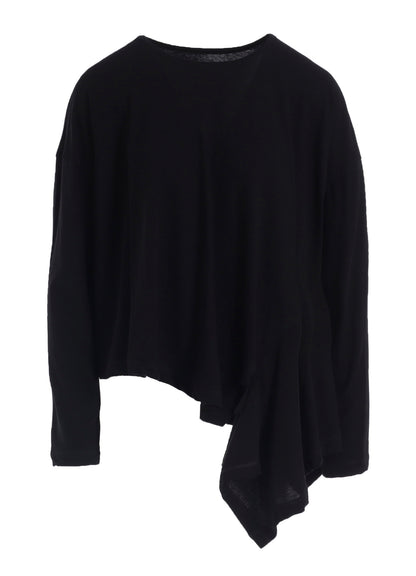 HARD-TWISTED JERSEY ASYMMETRIC ROUND NECK T