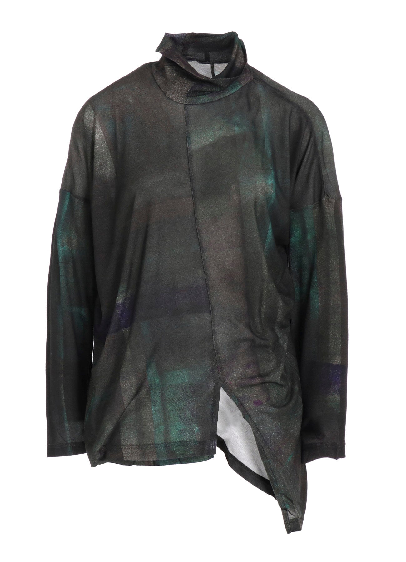 LYOCELL SMOOTH ASSYMETRIC HIGH NECK PULLOVER