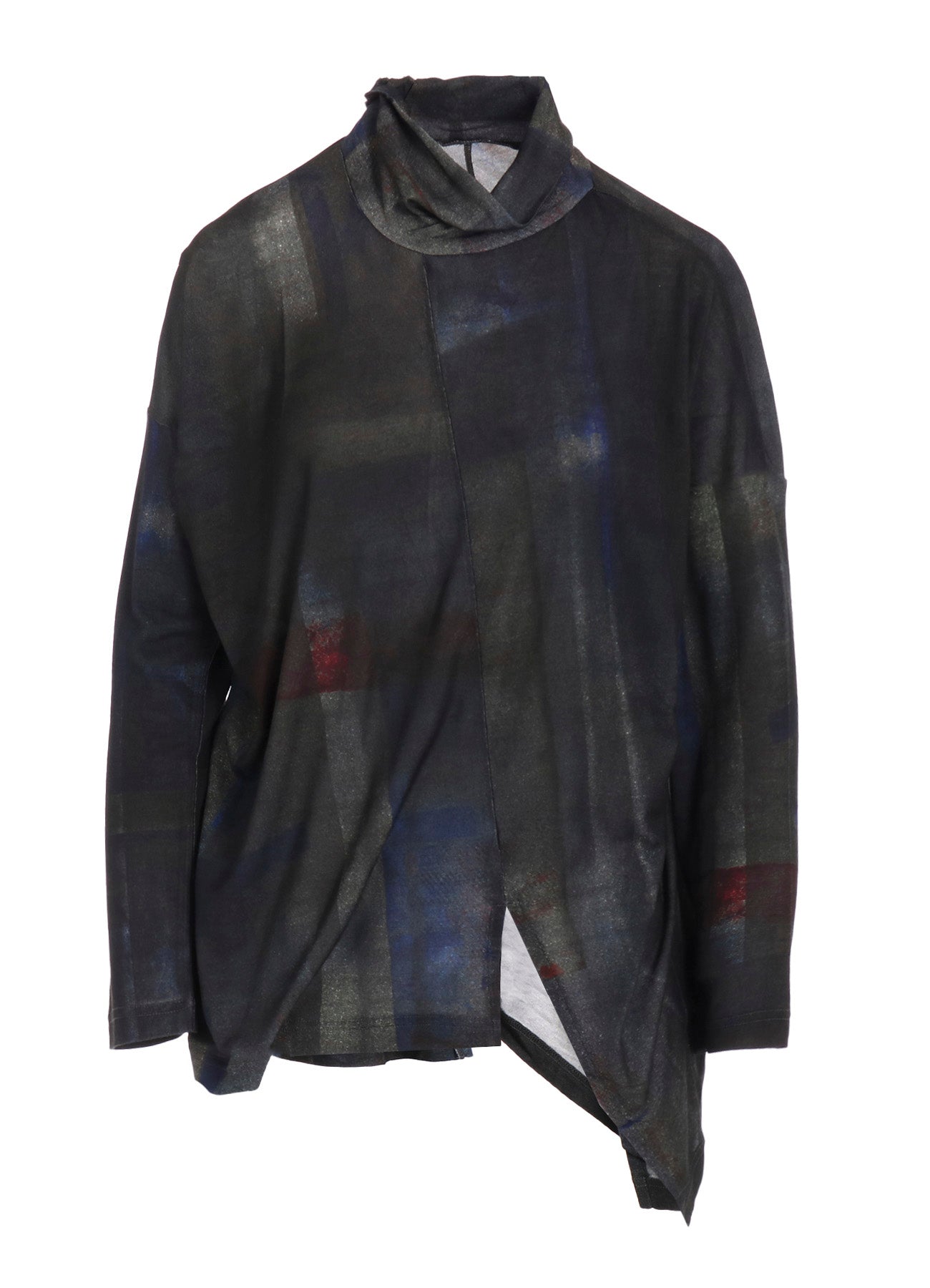 LYOCELL SMOOTH ASSYMETRIC HIGH NECK PULLOVER