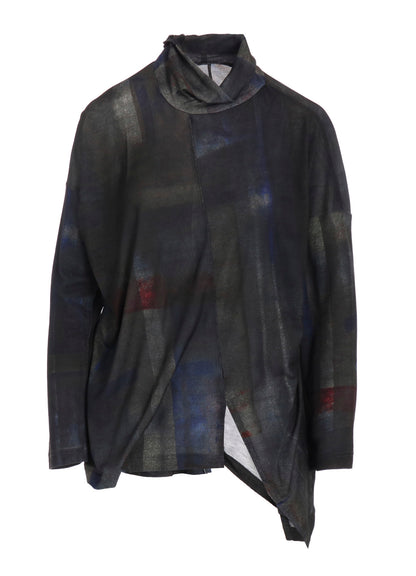 LYOCELL SMOOTH ASSYMETRIC HIGH NECK PULLOVER