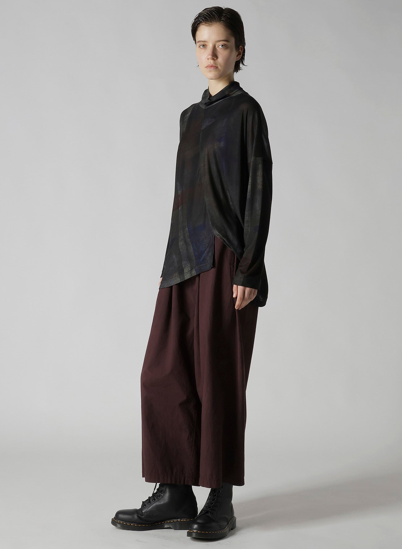 LYOCELL SMOOTH ASSYMETRIC HIGH NECK PULLOVER