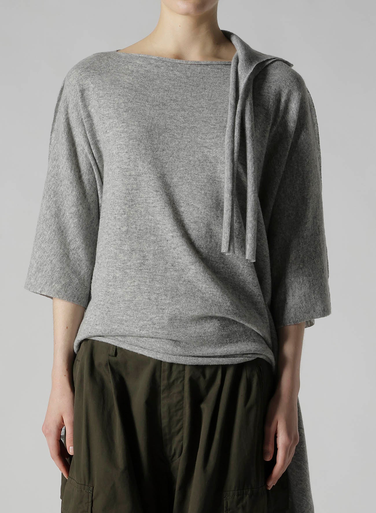 W/NY JERSEY DOLMAN SLEEVE RIBBON PULLOVER