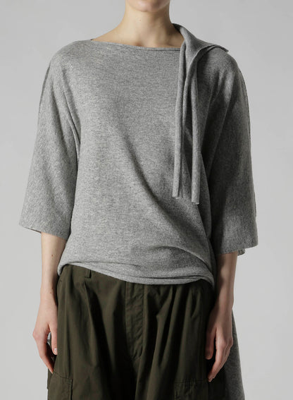 W/NY JERSEY DOLMAN SLEEVE RIBBON PULLOVER