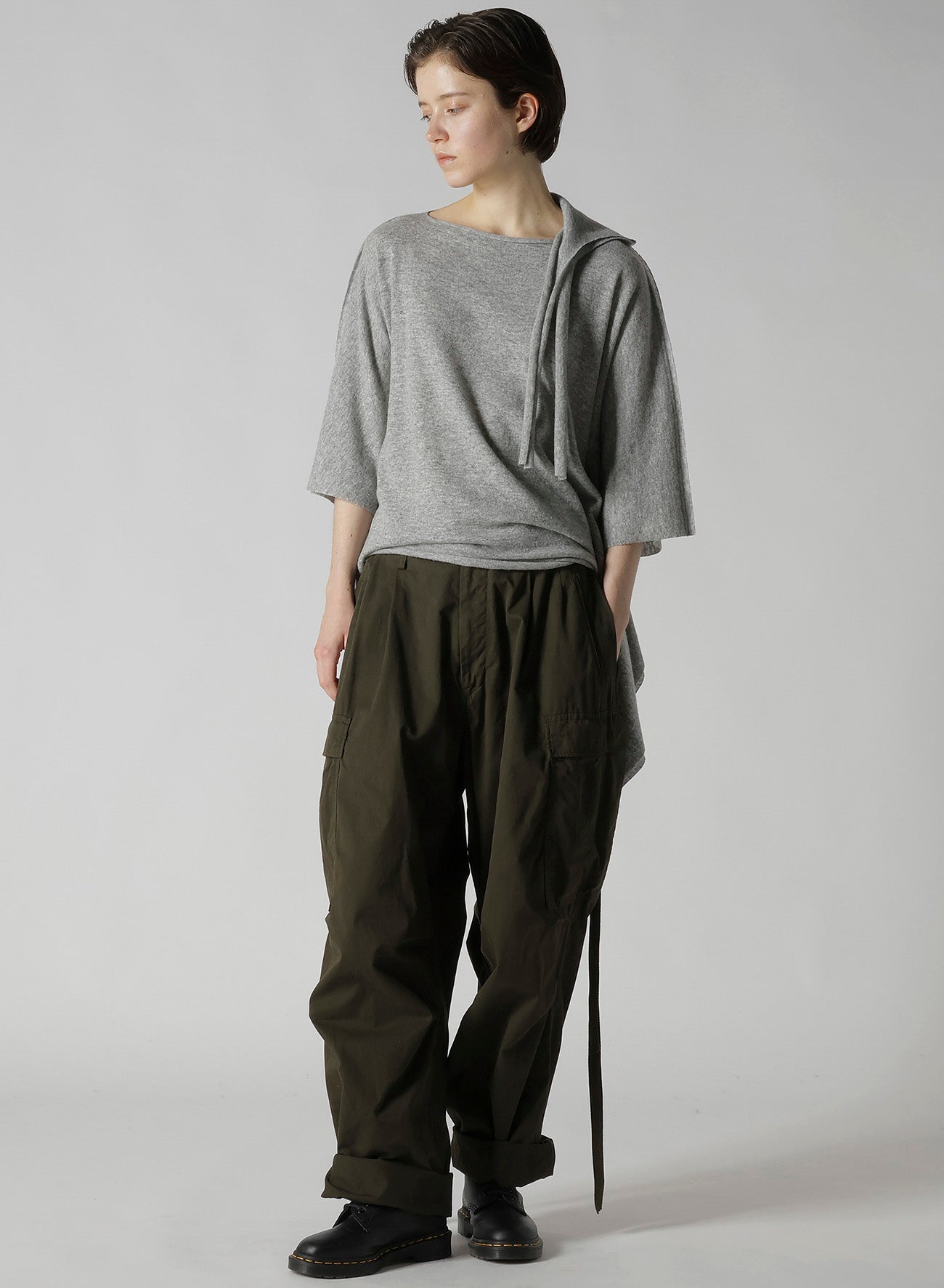 W/NY JERSEY DOLMAN SLEEVE RIBBON PULLOVER