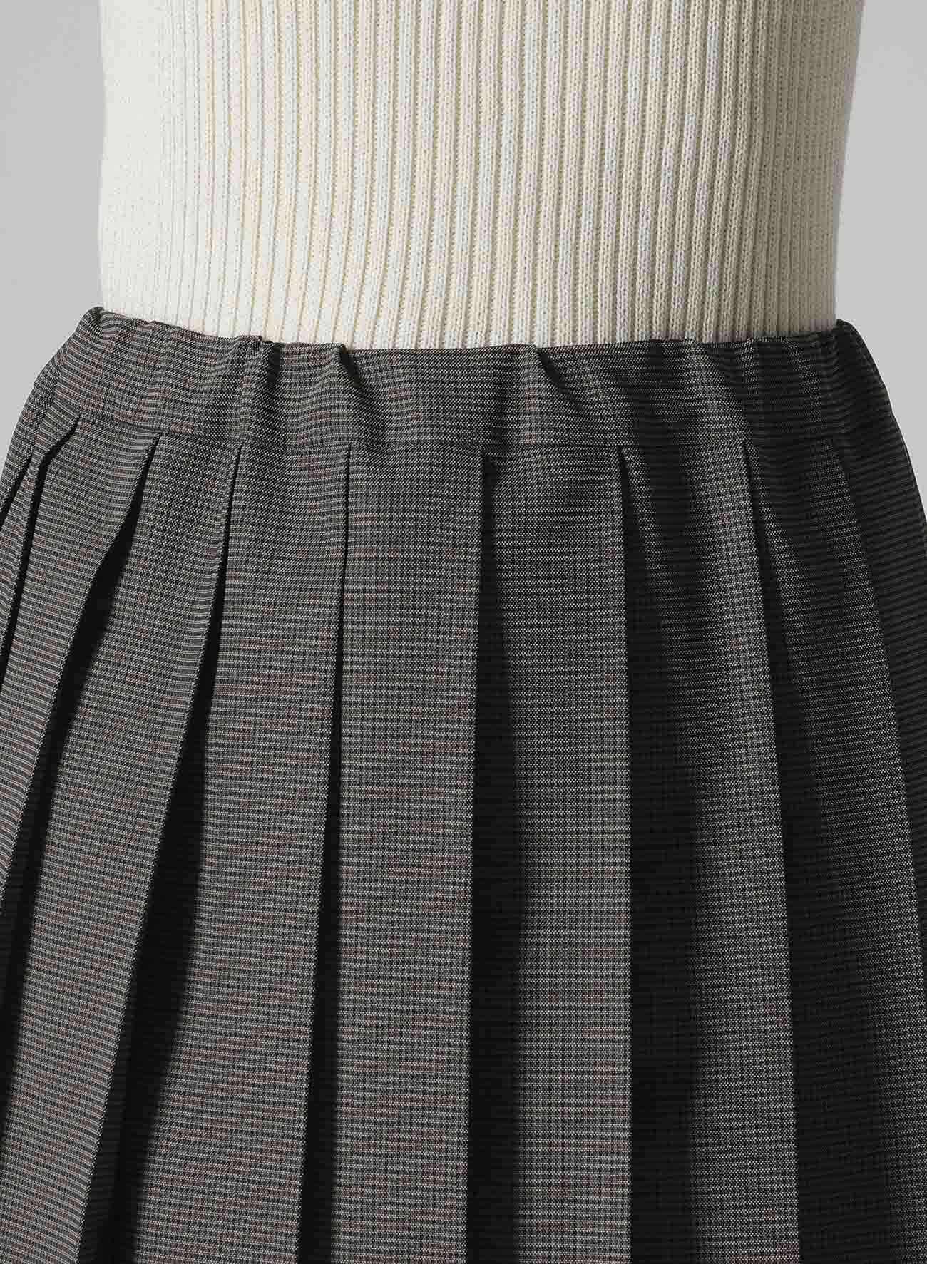 LENO CLOTH HOUNDSTOOTH PLETED SKIRT