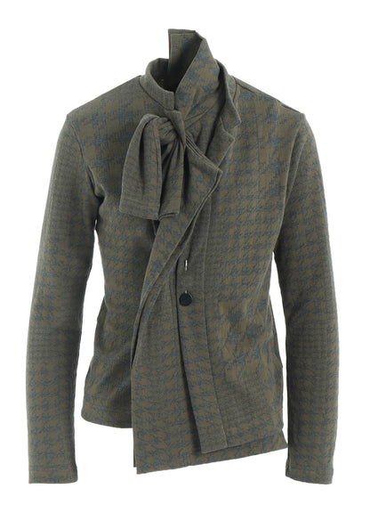 HOUNDSTOOTH UNBALANCED RIBBON CARDIGAN
