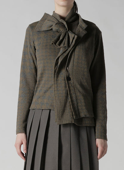 HOUNDSTOOTH UNBALANCED RIBBON CARDIGAN