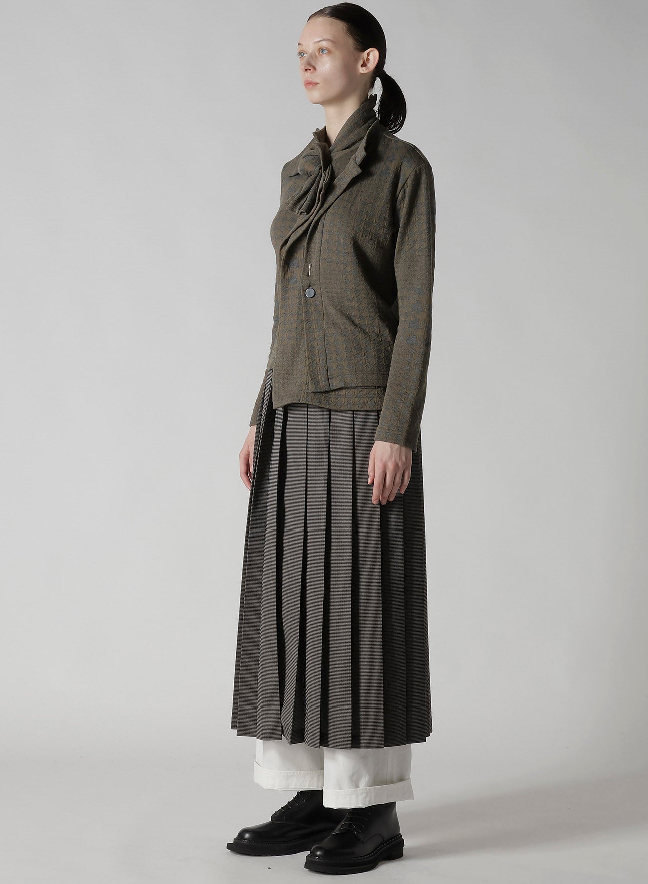 HOUNDSTOOTH UNBALANCED RIBBON CARDIGAN