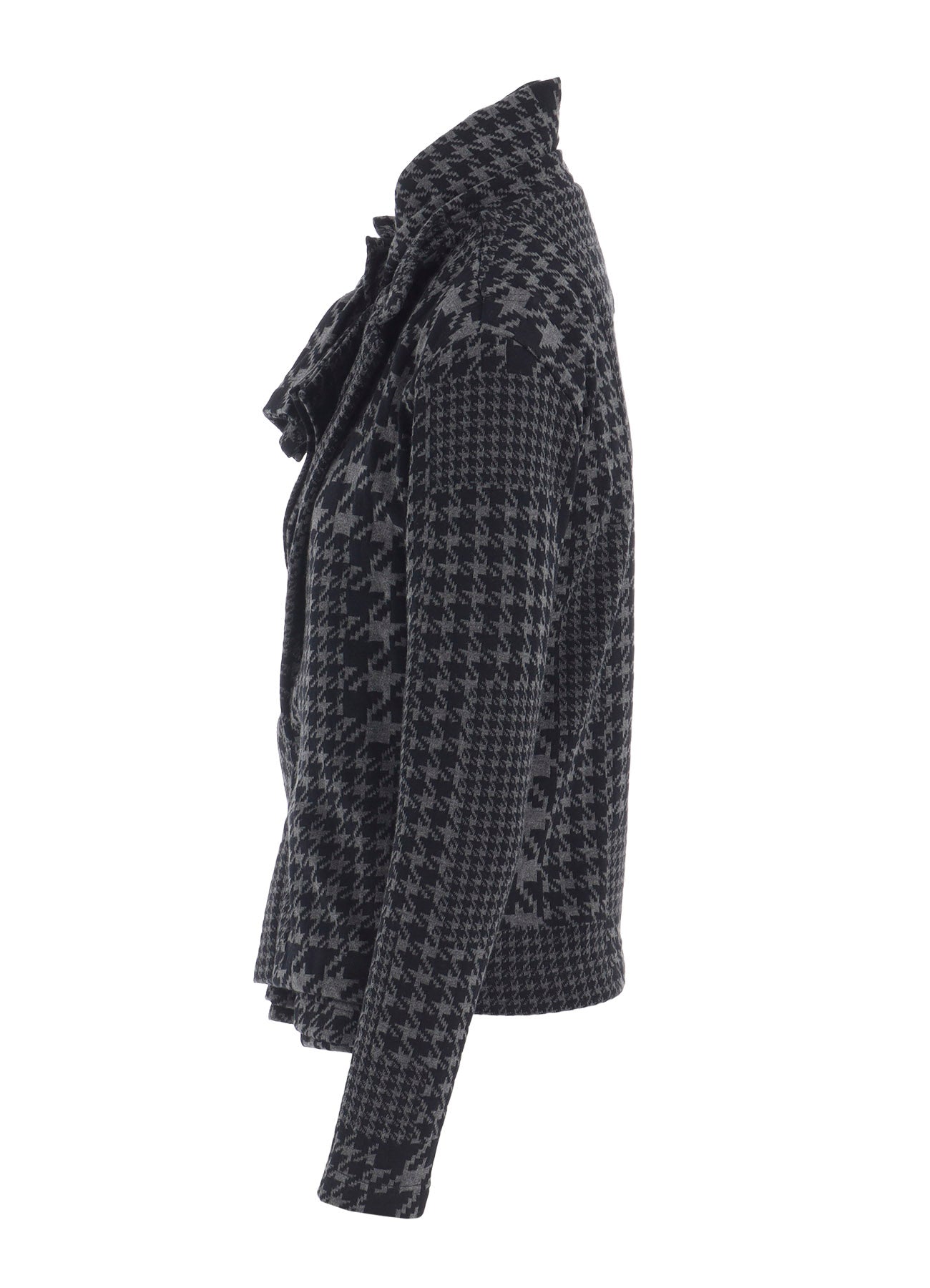 HOUNDSTOOTH UNBALANCED RIBBON CARDIGAN