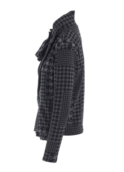 HOUNDSTOOTH UNBALANCED RIBBON CARDIGAN