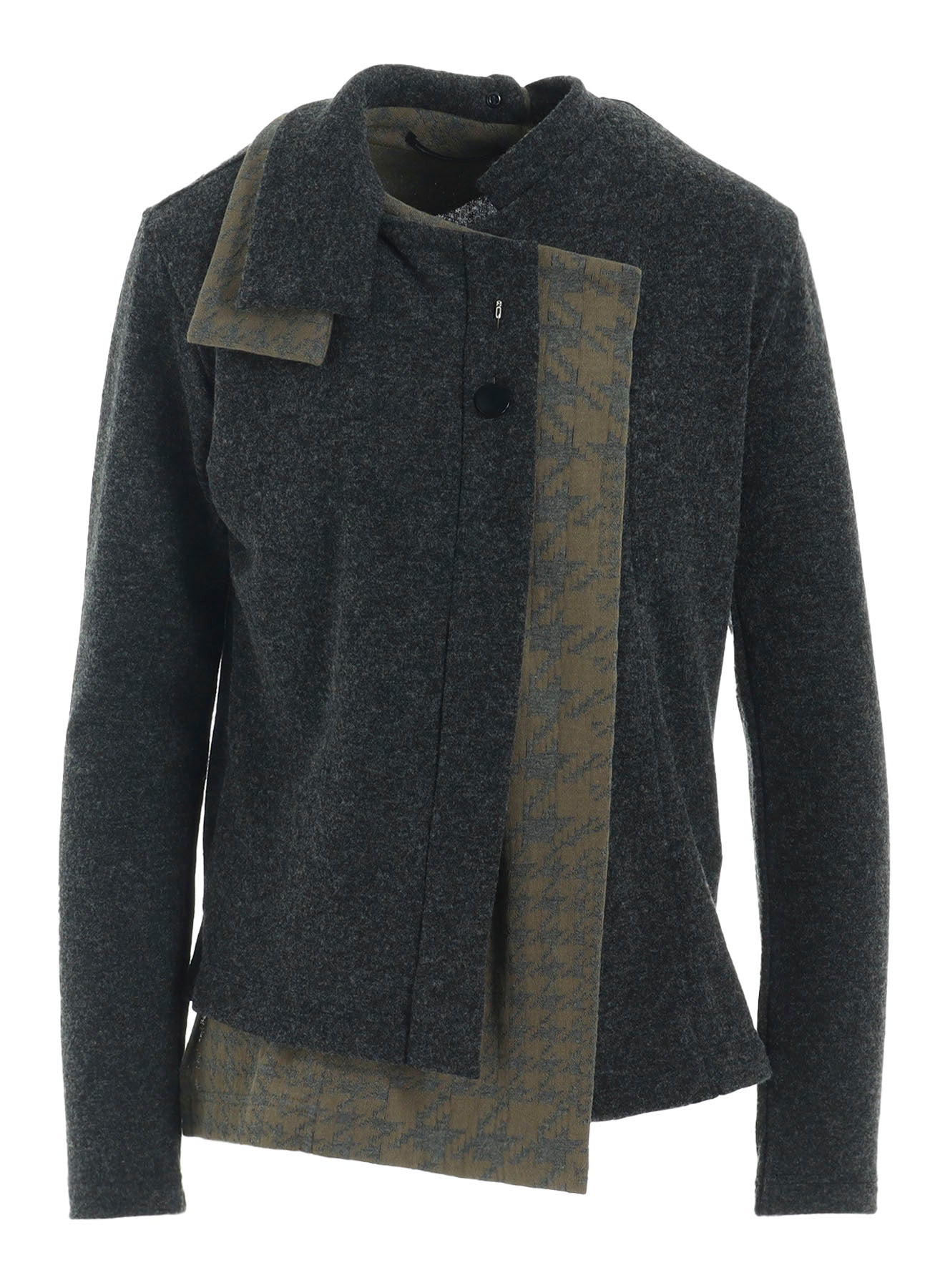 W/NY JERSEY UNBALANCED COLLAR CARDIGAN