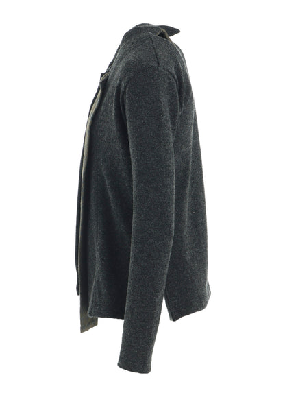 W/NY JERSEY UNBALANCED COLLAR CARDIGAN