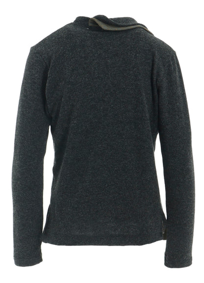 W/NY JERSEY UNBALANCED COLLAR CARDIGAN