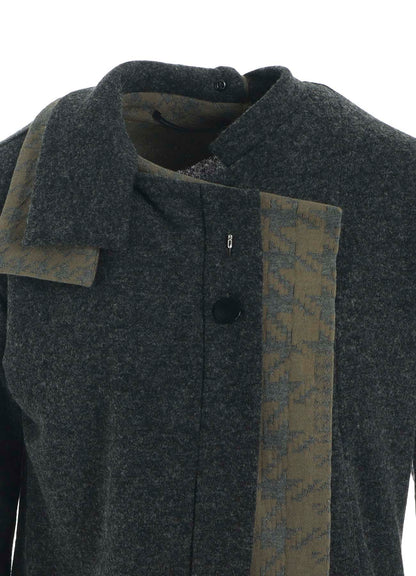 W/NY JERSEY UNBALANCED COLLAR CARDIGAN