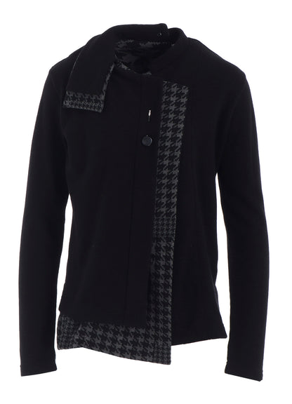 W/NY JERSEY UNBALANCED COLLAR CARDIGAN