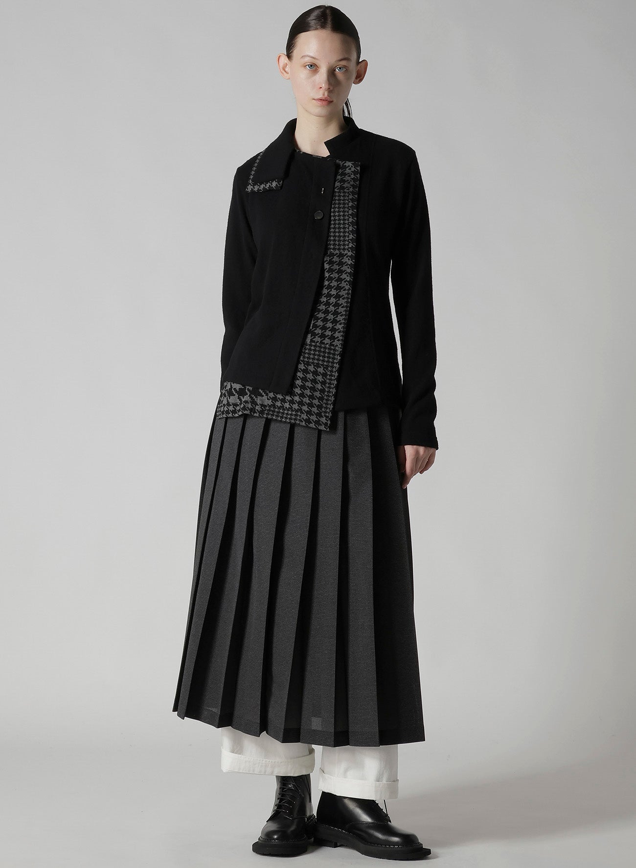 W/NY JERSEY UNBALANCED COLLAR CARDIGAN