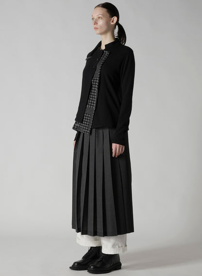 W/NY JERSEY UNBALANCED COLLAR CARDIGAN