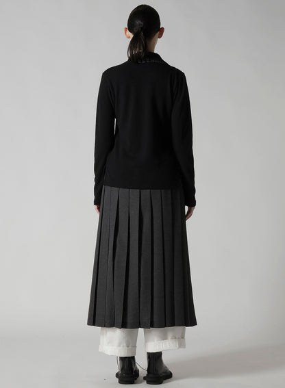 W/NY JERSEY UNBALANCED COLLAR CARDIGAN