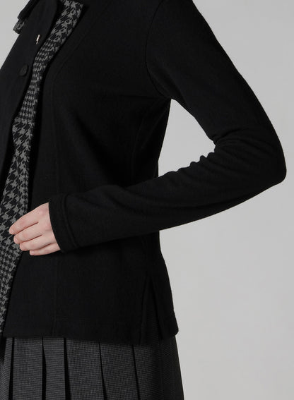 W/NY JERSEY UNBALANCED COLLAR CARDIGAN