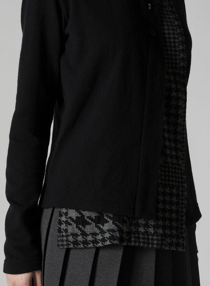 W/NY JERSEY UNBALANCED COLLAR CARDIGAN