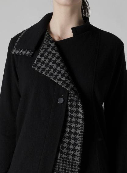 W/NY JERSEY UNBALANCED COLLAR CARDIGAN