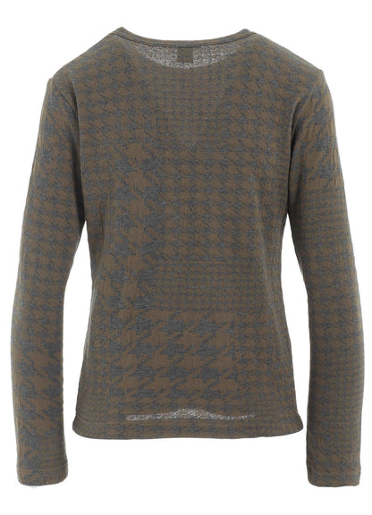 HOUNDSTOOTH UNBALANCED LONG SLEEVE T