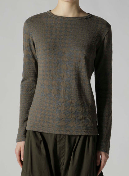 HOUNDSTOOTH UNBALANCED LONG SLEEVE T