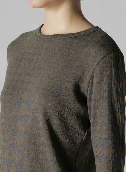 HOUNDSTOOTH UNBALANCED LONG SLEEVE T