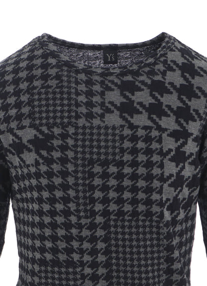 HOUNDSTOOTH UNBALANCED LONG SLEEVE T