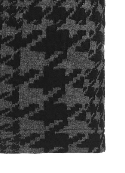 HOUNDSTOOTH UNBALANCED LONG SLEEVE T