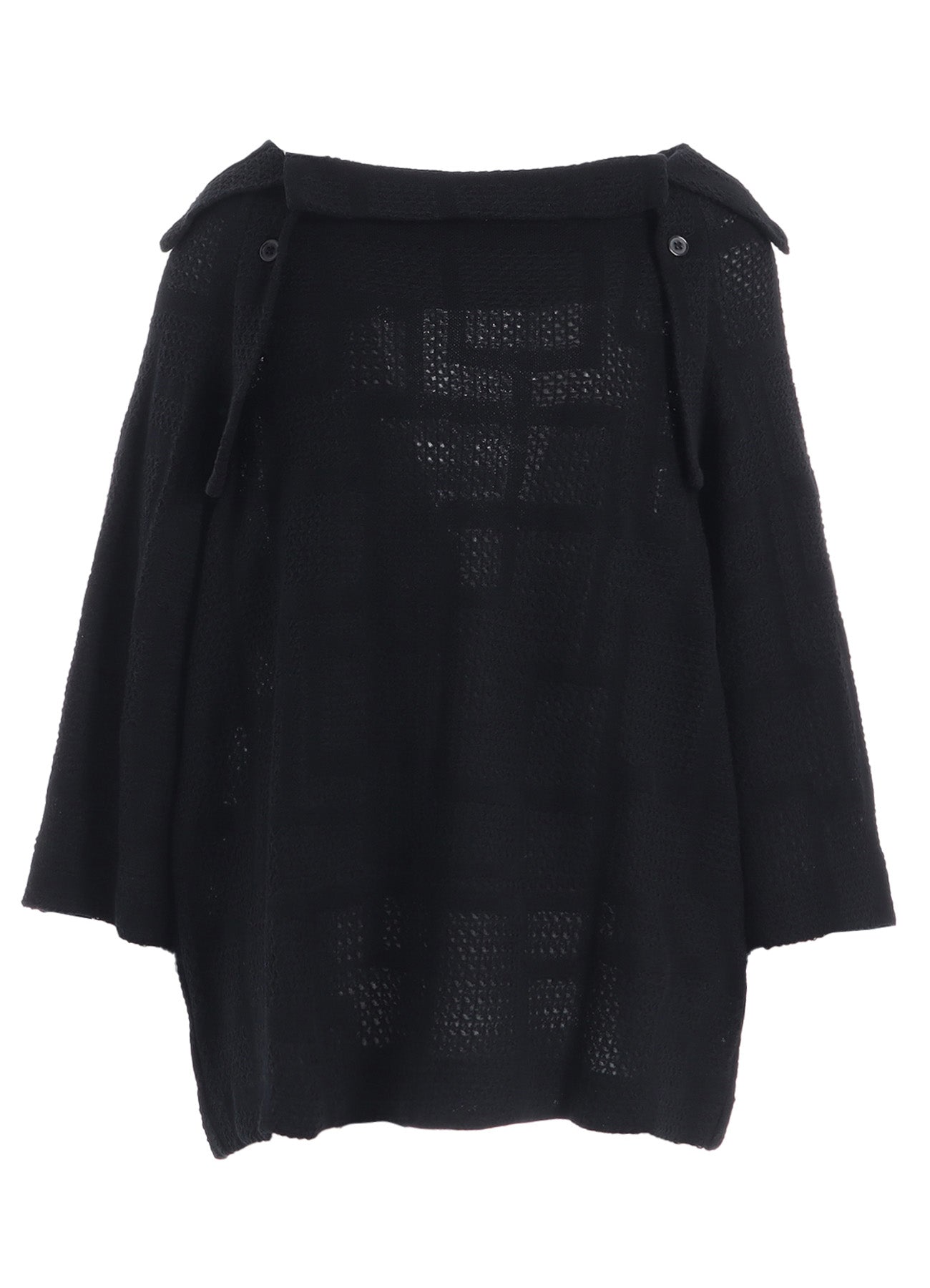 GEOMETRIC SHEER COLLARED RAGLAN PULLOVER