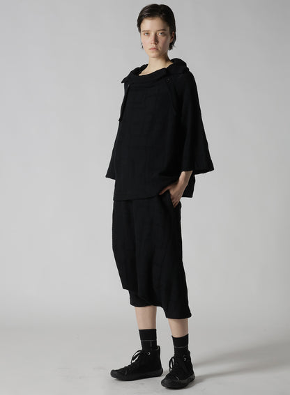 GEOMETRIC SHEER COLLARED RAGLAN PULLOVER