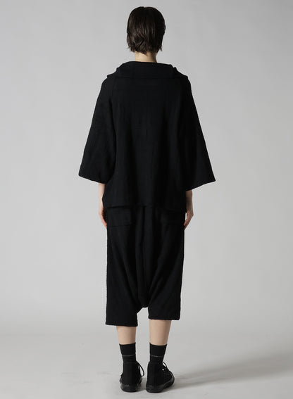 GEOMETRIC SHEER COLLARED RAGLAN PULLOVER