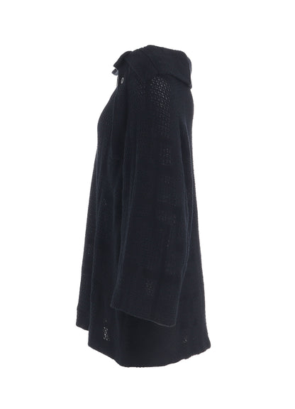 GEOMETRIC SHEER COLLARED RAGLAN PULLOVER