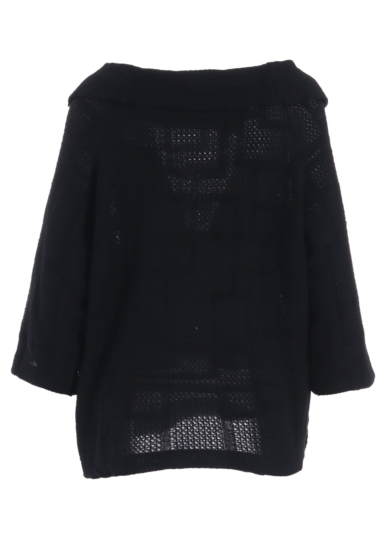 GEOMETRIC SHEER COLLARED RAGLAN PULLOVER