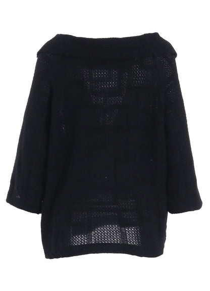GEOMETRIC SHEER COLLARED RAGLAN PULLOVER