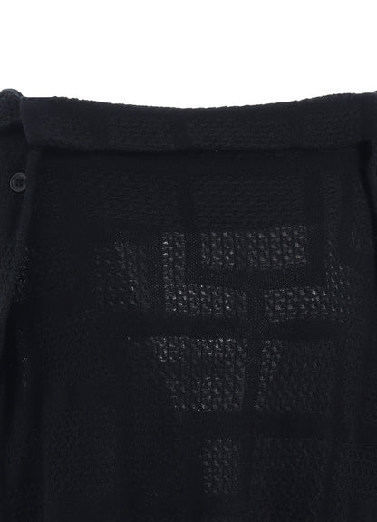 GEOMETRIC SHEER COLLARED RAGLAN PULLOVER