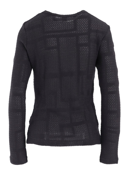 GEOMETRIC SHEER JQ ROUND NECK LONG SLEEVE T