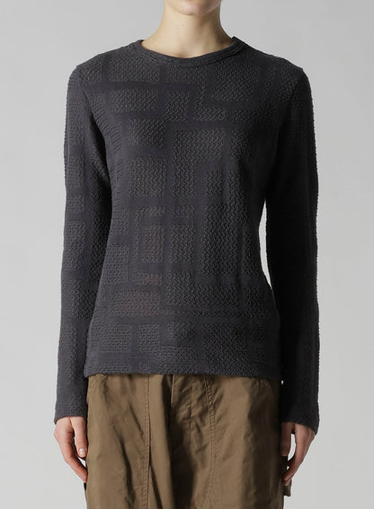 GEOMETRIC SHEER JQ ROUND NECK LONG SLEEVE T