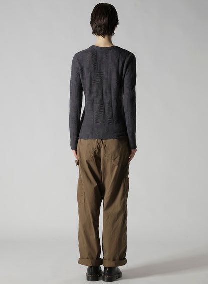 GEOMETRIC SHEER JQ ROUND NECK LONG SLEEVE T